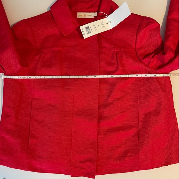 Tory Burch Landry Cropped Dress Jacket size 8 carnival red textured holiday - Picture 12 of 12